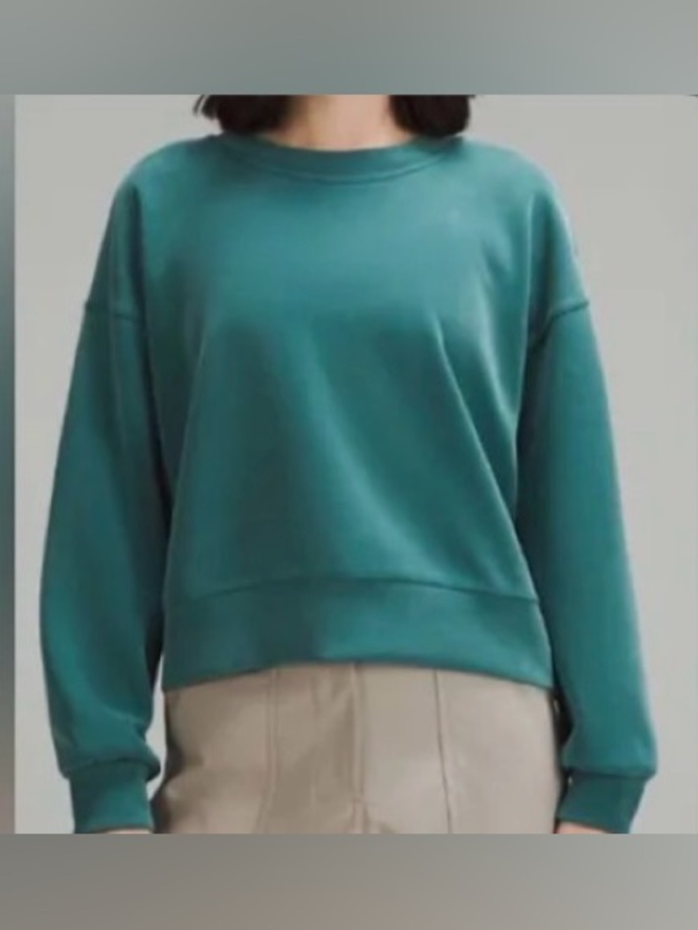 Lululemon Teal/Green Softstream Perfectly Oversized Crew Sweatshirt Sweater Sz 6 - Picture 1 of 6